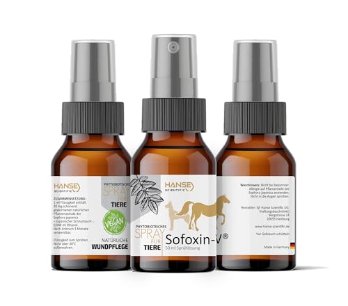Sofoxin V Extra - Wundpflegespray für Tiere Vegan – Einfach, professionell, unkompliziert – Enthält pflanzliche Polymere - Soforthilfe bei Verletzungen der Haut – 50 ml