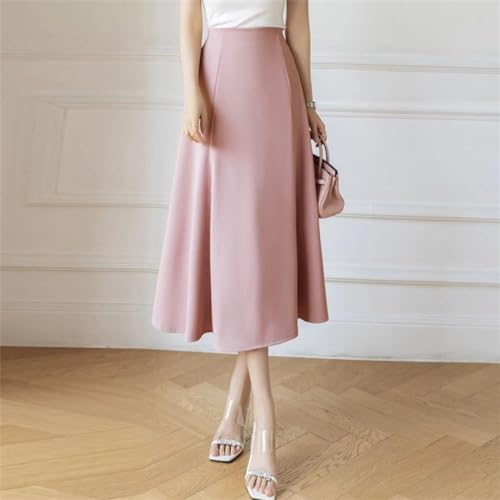 Elegant Elastic Waist A-Line Skirts Women 2024 Spring Loose Midi Skirts Simple Ruffles Skirts2