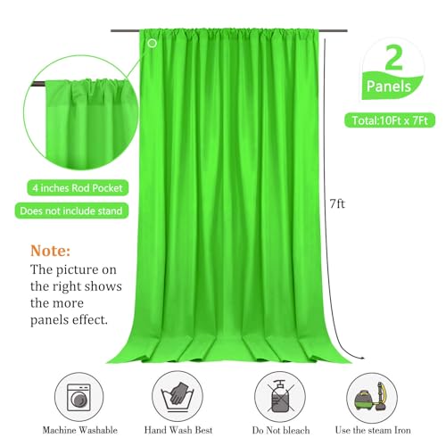 Image of 10 x 7 Feet Emerald Green Backdrop Curtain for Partie, Background Curtains for Photoshoot, Birthday, Wedding, Halloween, Thanksgiving, Christmas, New Year Party Decorations 5Ft x 7Ft, 2 Panels