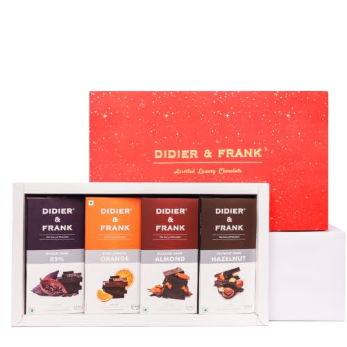 Image of Didier & Frank Luxury Assorted Chocolate Gift Box | Rakhi Gift Pack | Premium Assorted Chocolates | 4 x 40g Bars (160g Total) | Festive Chocolate Gift