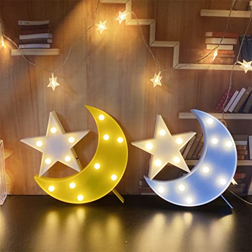 Qiaofei QFCHNLT159002 Decorative Moon-Star Night Light,Cute Led Nursery Night Lamp Gift-Marquee Moon-Star Sign thumb #6