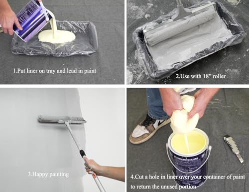 ROLLINGDOG 18 Inch Paint Roller - 18" Paint Roller Kit,Paint Tray Kit with 2pcs Tray Liners - Image 4