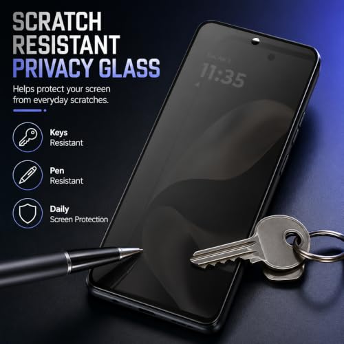Image of FIRST MART Privacy Tempered Glass for Motorola G77 Power, 2 Pack | Anti-Spy 9H Screen Protector, Edge-to-Edge, Case-Friendly, Scratch Resistant, Bubble-Free
