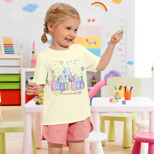 Image of Birthday Girl Shirt Kids Birthday Princess T-Shirt Toddler Girls Birthday Party Tee Cute Birthday Family Tee Tops