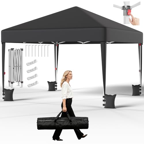 JUMMICO Pavillon 3x3 Wasserdicht Stabil Winterfest Höhe Verstellbar, Faltpavillon Pavillion UV Schutz 50+,Gartenpavillon Faltzelt für Garten, Innenhof, Camping,Gazebo Grau