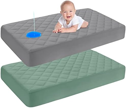 Yoofoss 2 Pack Waterproof Fitted Crib Mattress Pad and Toddler Mattress Protector Baby Crib Mattress Cover Cradle Bedding Sheets Soft and Breathable (28''x52'')