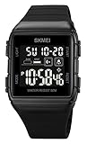 FANMIS Mens Military Multifunction Digital Watches 50M Water Resistant Electronic 7 Color LED Backlight Black Sports Watch (Z Black HEI)