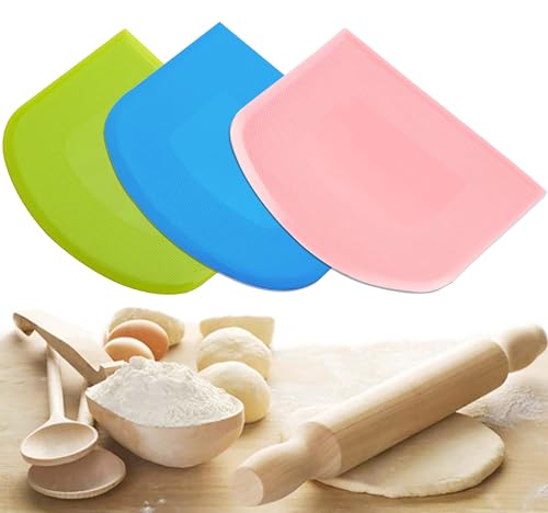 Qenovo® 3 Stück Teigkarte Silikon，BPA-Freie Lebensmittelqualität PE-Kunststoff Flexibel Teigschneider，Brot backen zubehör zum Schneiden von Brotteig.