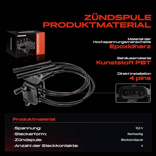Zündmodul Zündspule 4-polig für Clio II/III Kangoo Modus/Grand Modus Twingo I/II 1.2L Benzin 2001-2020 8200360911