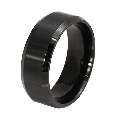 UM Joyería Sencillo Acero inoxidable Negro Anillos Hombres Mujer Banda 8mm