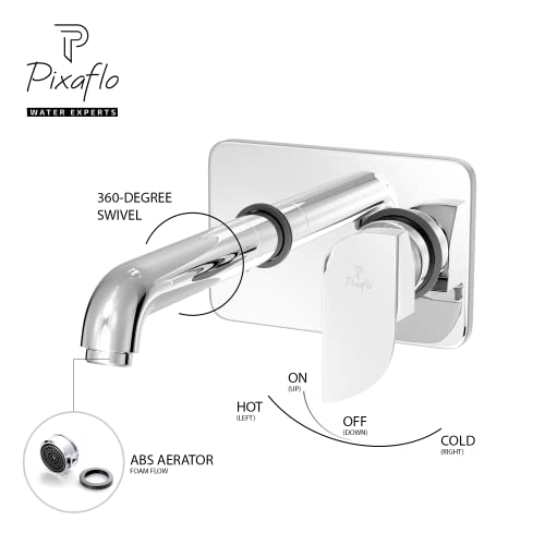 Image of Pixaflo Brass Concealed Single Lever Chrome Basin Mixer with Exposed Parts Kit (Complete Set) (Extant)