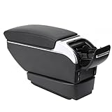 HRCHCG Compatible with Audi TT Adjustable Car Center Console Armrest, Dual USB Chargers Front Rear- Leather Waterproof Car Seat Arm Support, Easy Installation
