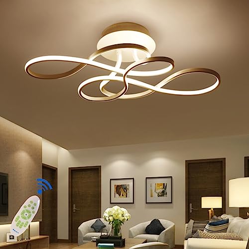 Plafoniera a LED Lampada da soggiorno moderna Creatività Lampada da soffitto a 7 anelli Lampadario da camera da letto circolare, 3000K-6500K Dimmerabile con telecomando Illuminazione decorativa for ri