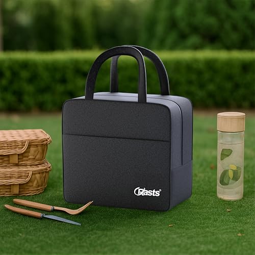 Image of Crasts Insulated Lunch /Tiffin /Storage Bag for Men & Women Reusable Waterproof Travel Bag for Office, College & School Lightweight Thermal Design Polyester Black 7liter