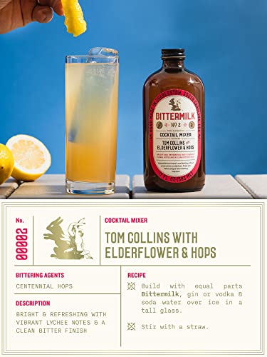 Bittermilk No.2 Tom Collins Mix With Elderflower & Hops – Tom Collins Drink Mixer - All Natural Handcrafted Cocktail Mixer – Just Add Vodka Or Gin, Makes 17 Cocktails #TOP2