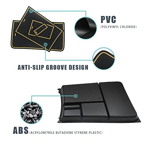 Bestevmod For Rivian R1T & Rivian R1S Lower Center Console Organizer Tray Interior Accessories Storage Box Abs Material With Pvc Trim Compatible With Rivian R1T/R1S 2022 2023 Accessories (Yellow) #TOP2