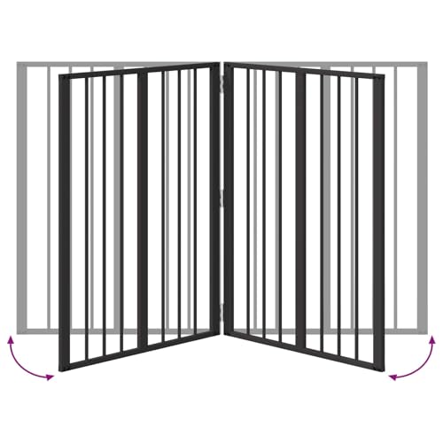 vidaXL Hundegitter 2 Stück Schwarz 100 x 100 cm Verzinkter Stahl Verstellbarer Hundeplatz Indoor Pen Wohnzaun Modulares Haustier Sichere Barriere für Spielplatz-4