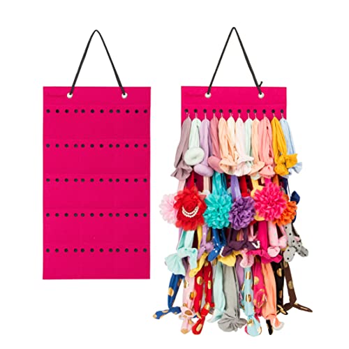 Image of Baby Headband Organizer,Headband Holder for Baby Girl, Large Capacity Hair Bows Clips Hanging Organizer (Pink)