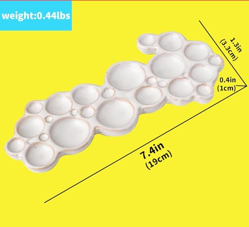 Image of Bubble Ceramic Paint Palette, Ergonomic White Watercolor Mixing Color Tray | Porcelain Palette for Makeup Swatches, Painter Gifts Desktop Jewelry Organization Tray, Paint Mixing & Storage Dish