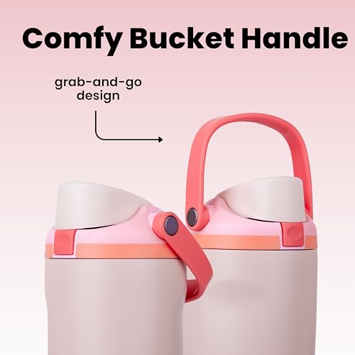 Image of Personalised with Your Name, 1200ml Tumbler with Straw - Handle - Stainless Steel Double Wall Insulated Cup | Leakproof Sipper Mug for Hot - Cold Drinks | Coffee - Water Tumbler (Sparkling Sherbet)