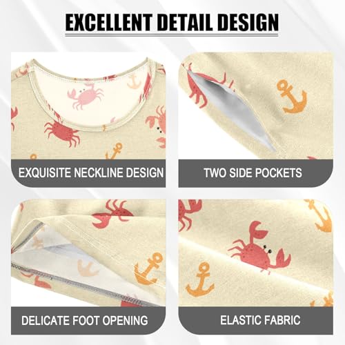 Cute Tiny Red Crabs Summer Cute Pajama Sets, Short Sets for Daily Wears and Sleep Wears4