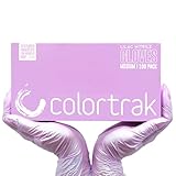 Colortrak Disposable Nitrile Gloves, Pink, Luminous Collection Lilac Frost Latex-Free, Powder-Free Hair Color Gloves for Chemical Processing & Salon Services, 100 Count, Medium