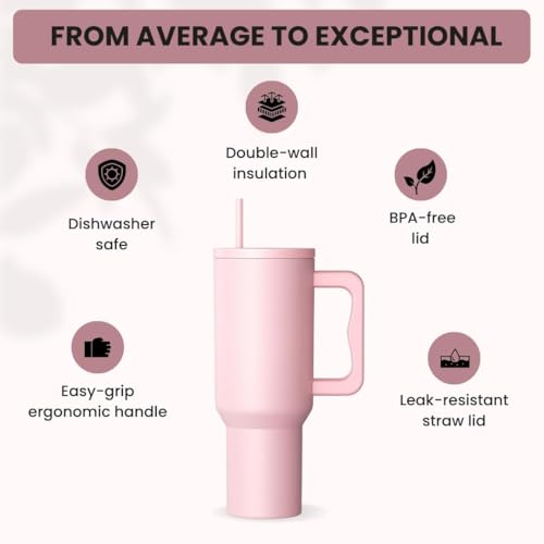 Image of Stainless Steel 1200 ml Vacuum Tumbler with Lid & Straw - Double‑Wall Insulated Cup for Travel, Gym & Office - Keeps Beverages Hot or Cold - 1.2 L Capacity (3RD Generation Light Pink)