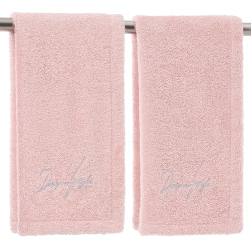 REDKISS Pink Hand Towels Soft & Absorbent 100% Cotton for Bathroom Kitchen & Guest Use 14 x 31 2-Pack