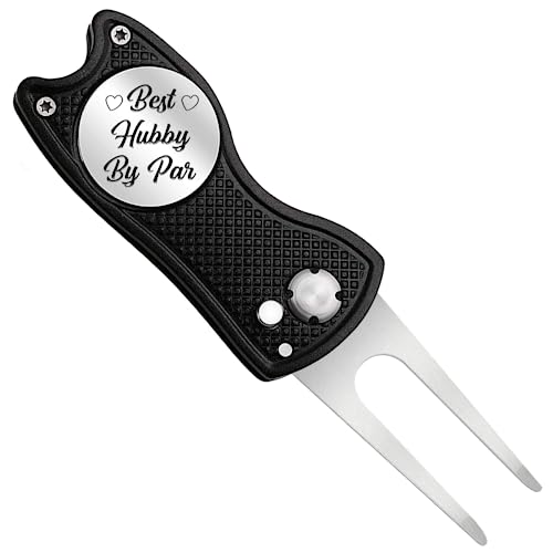 Pishavi Best Hubby by Par Funny Golf Divot Repair Tool, Dad Golf Ball Marker, Golf Accessories for Men, Golf Gifts for Dad Grandpa Husband, Retirement Gifts for Golf Lover Coworkers Boss