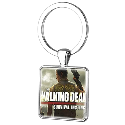 Llavero cuadrado con estampado de película Walking Dead, llavero de The Walking Dead para hombres y...