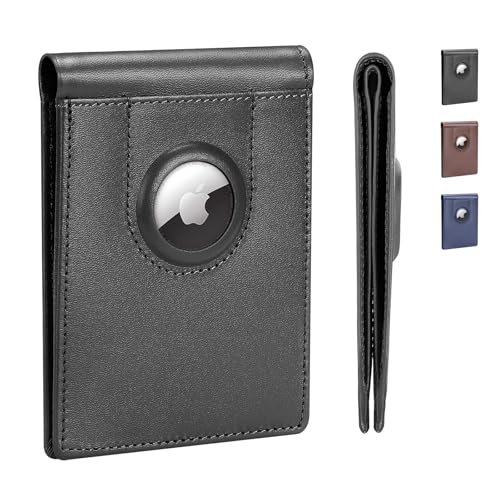 ALLIVE Genuine Leather Passport Holder With airtag Genuine Leather Airtag Wallet for Men（Classic Black）3