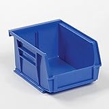 Global Industrial Plastic Stacking And Hanging Bin - Small Parts Storage - 4-1/8 x 5-3/8 x 3, Blue, Lot of 24