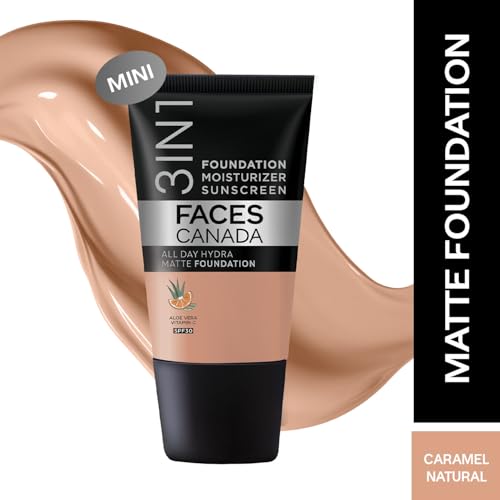 Image of FACESCANADA Waterproof Fix & Finish Kit | Makeup Fixer (50Ml) + Caramel Natural All Day Hydra Matte Mini Foundation (18Ml) | Makeup Kit For Women (Combo Pack Of 2 Count)