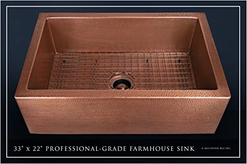 Fsw1105 Luxury 33-Inch Heavy 12-Gauge Medium Patina Copper Farmhouse Sink, Includes Accs, Flat Front #TOP1