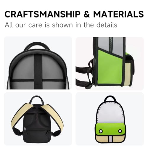 Original Cartoon Backpack (3D Adventure), Fun Novelty Backpacks Bags for Adults and Senior Year (Greenery, Small - J)3
