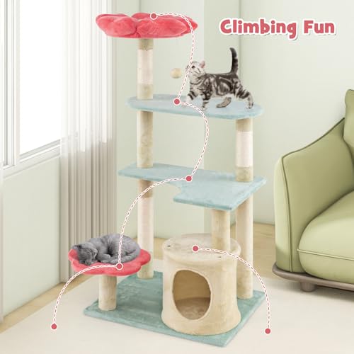 Árbol para Gato Flor 49 Pulgadas Multi-Niveles con Rascadores miniatura 4