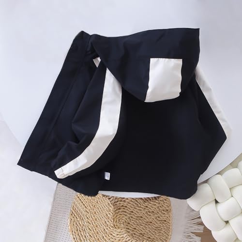 Boys Girls Autumn Winter Coat Kids Handsome Hooded Windproof Warm Outwear Zipper Color Block Cardigan Jacket2