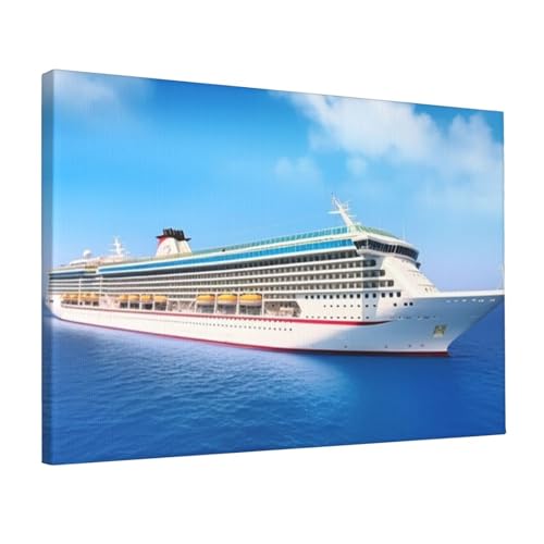 Bateau de croisière sur toile décoration murale colorée salon YoupO 30x45 cm