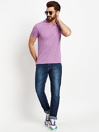 Image of Men's Cotton Half Sleeves Printed Polo T-shirt-POLO105