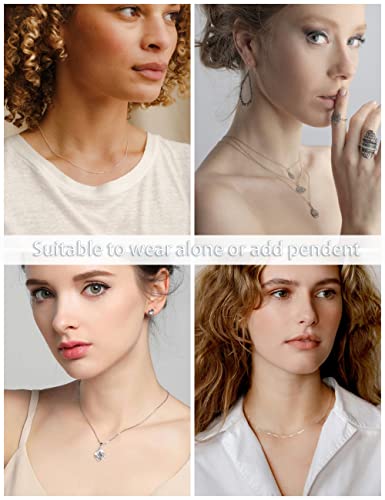 Asdull 925 Sterling Silver Chain Necklace For Women Girls 1.3Mm Cable Chain Necklace Thin & Dainty Adjustable Lobster Clasp 16+2 Inches #TOP5