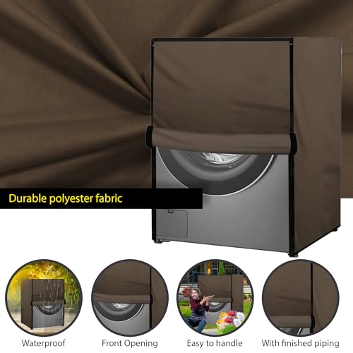 Image of Waterproof & Dustproof Top Front Load Washing Machine Cover for 6 kg 6.5 kg 7kg & 7.5 kg Compatible for IFB LG Samsung Whirlpool Bosch Haier | Siemensfor with Pipe Holes (Beige)