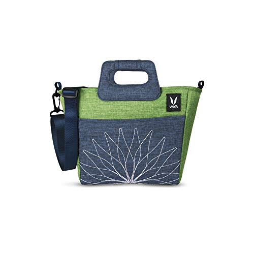 Image of VAYA BentoBag Mini - Insulated LunchBag | Waterproof and with Cutlery Pouch | Easy-to-Carry Lightweight Tote with Zip & Handle | Sling Bag with Adjustable Detachable Nylon Strap | Electric Green