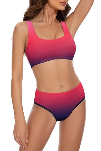 Image of Beautikini Period Swimwear Two Piece Menstrual Leakproof Sporty Bikini Sets Bathing Suit Period Swimsuit for Teen Girls