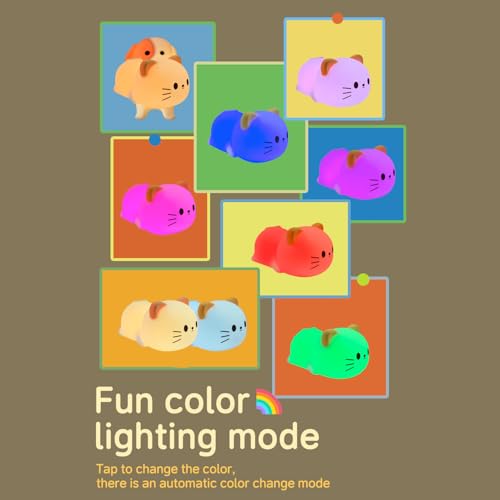 Image of Led Cute Cat Night Light, 7 Colors Dimmable Timer Bedside Lamp, Touch Control Night Lamp for Kids Adults, Used for Camping Party Room Decor (Cat)
