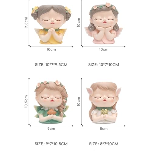 Cache pot plante interieur mignon, set de 4 pots de fleurs dessin animé idée cadeau - 8