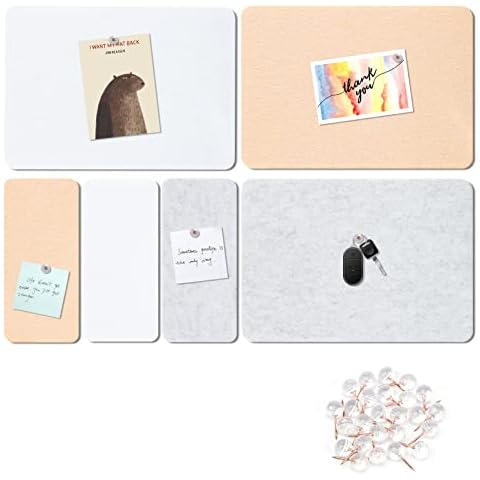 HyFanStr Felt Pin Board for Bedrooms Offcie, DIY Notice Board with 25 Push Pins, Self Adhesive Bulletin Board Cork Board for Home Kitchen Walls Decoration(Grey White Pink) Cover