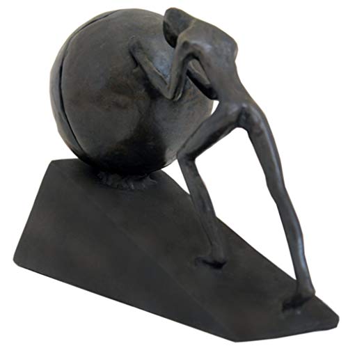 image for Amperer Man with Sphere Iron Statue Metal Sculpture Sportsman Art Meta