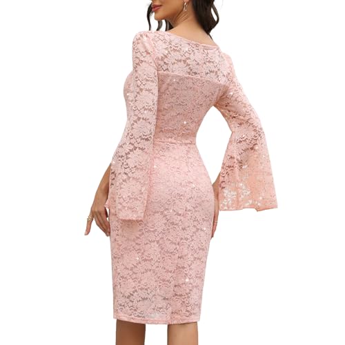 Image of COOAN Sequin Cocktail Formal Dresses for Women,Weddings Guest Evening Party Gowns Slim Midi Fishtail Dress