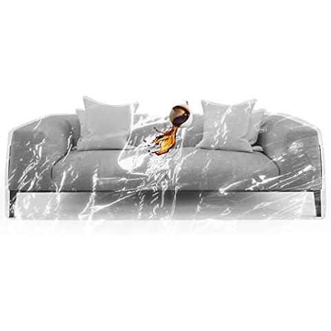 TUAKIMCE 2 Pack Furniture Cover Plastic Sofa Cover Couch Cover Waterproof Sofa Cover Protection Cover Sofa Plastic for Sofa Moving Sofa Protector Bags for Sofas, Bed,Couch,Ground, 118" x 78" Cover