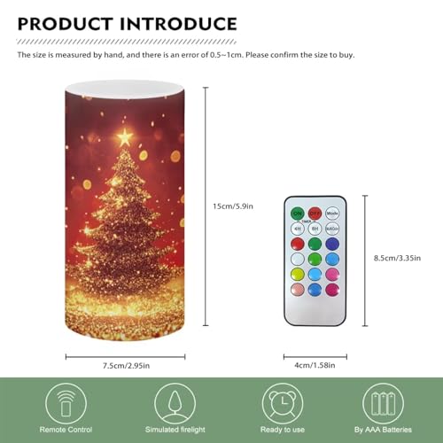 Image of Poceacles Christmas Tree Gold Red Flameless LED Candle Battery Powered Votive Lights Realistic Pillar Candle Decorative Tea Lights for Home Party Indoor Outdoor Decorations